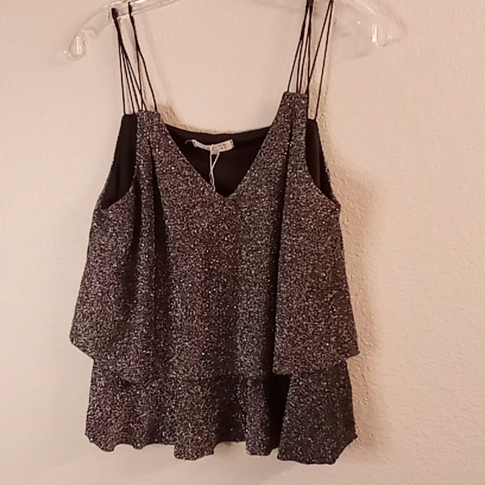NEW FASHION Women's Spaghetti Straps Silver-Black Crop Camisole B19 X P